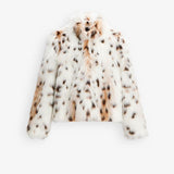 KURTKA Z SFAŁDOWANEGO FUTRA W LEOPARDZIE