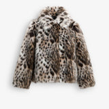 KURTKA Z SFAŁDOWANEGO FUTRA W LEOPARDZIE