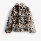 KURTKA Z SFAŁDOWANEGO FUTRA W LEOPARDZIE
