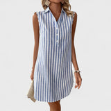 Annemiek - Elegancka sukienka koszulowa w paski
