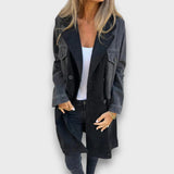 Ariana – Płaszcz z Denimu i Sztucznej Zamszowej Skóry