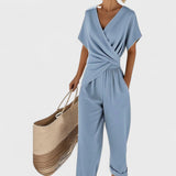 Celira - Letni kombinezon w stylu kopertowym