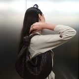 Giselle | Średnia Torba na Ramię Pleciona z Węzłem