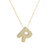 Savannah | Naszyjnik z Literą w Kształcie Bąbla z Diamentami