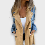 Ariana – Płaszcz z Denimu i Sztucznej Zamszowej Skóry