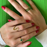 Amaryelle | Pierścionek z Zieloną Cyrkonią w Złocie 18K