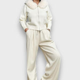 Alisanne – Sweter z zamkiem i kołnierzem z sztucznego futra