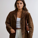 FIORA - Kurtka Blazer z Zamszu