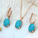 Kolczyki vintage + naszyjnik z turkusowym kamieniem