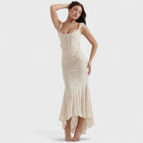 Carisia - Długa niebieska sukienka