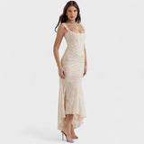 Carisia - Długa niebieska sukienka