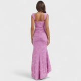 Carisia - Długa niebieska sukienka