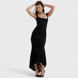 Carisia - Długa niebieska sukienka