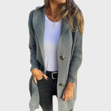 Adriana - Długa kurtka z kapturem i guzikami