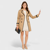 Maya - Płaszcz dwurzędowy z kontrastowymi wykończeniami